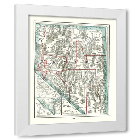 Nevada - Rathbun 1893 White Modern Wood Framed Art Print by Rathbun