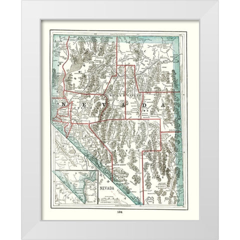 Nevada - Rathbun 1893 White Modern Wood Framed Art Print by Rathbun