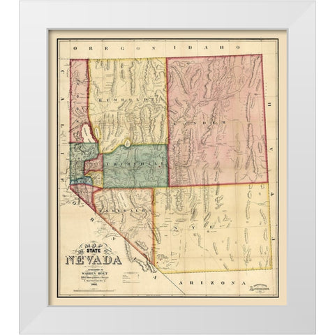 Nevada - Holt 1866  White Modern Wood Framed Art Print by Holt