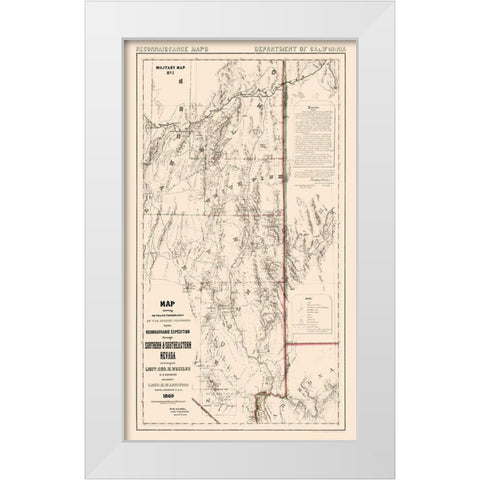Nevada - Wheeler 1869  White Modern Wood Framed Art Print by Wheeler