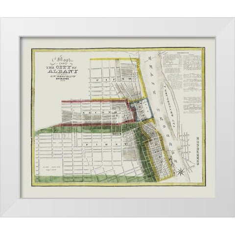 Albany New York - Merchant 1828 White Modern Wood Framed Art Print by Merchant