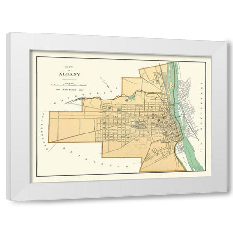 Albany New York - Andrews 1895 White Modern Wood Framed Art Print by Andrews
