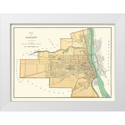 Albany New York - Andrews 1895 White Modern Wood Framed Art Print by Andrews