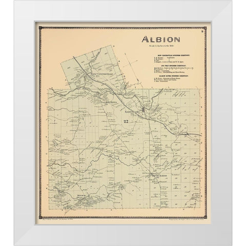 Albion New York Landowner - Stone 1867 White Modern Wood Framed Art Print by Stone