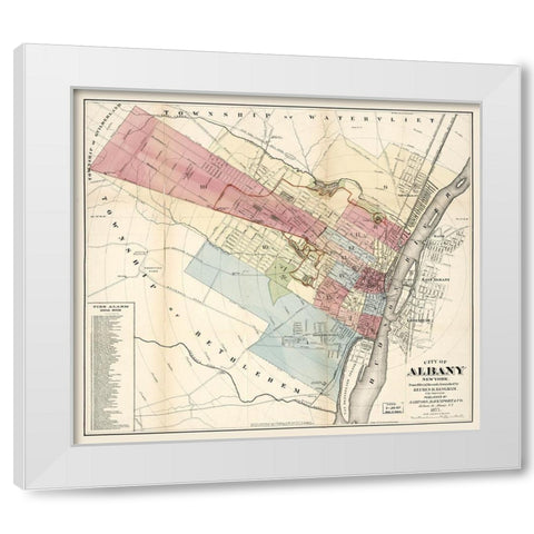Albany New York - Bingham 1877  White Modern Wood Framed Art Print by Bingham