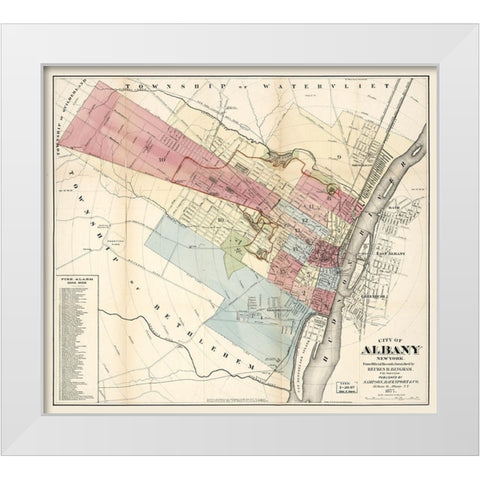 Albany New York - Bingham 1877  White Modern Wood Framed Art Print by Bingham
