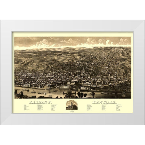 Albany New York -1879 White Modern Wood Framed Art Print by Unknown
