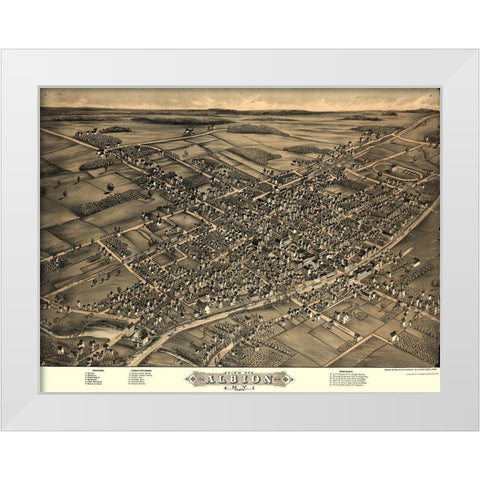 Albion New York - Rowley 1880  White Modern Wood Framed Art Print by Rowley