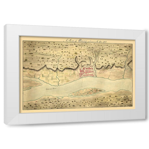 Albany New York -1758 White Modern Wood Framed Art Print by Unknown
