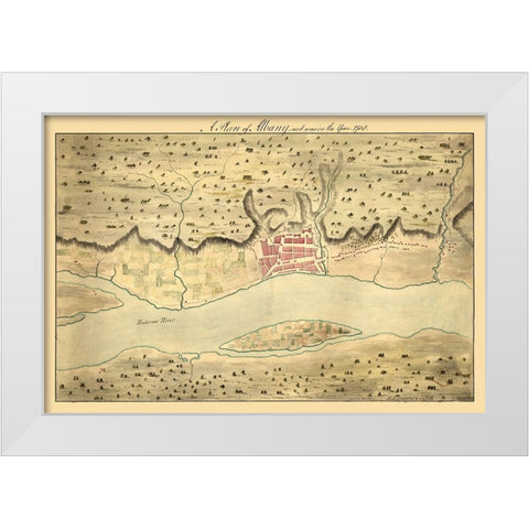 Albany New York -1758 White Modern Wood Framed Art Print by Unknown