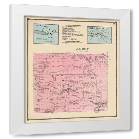 Amboy New York Landowner - Stone 1867 White Modern Wood Framed Art Print by Stone