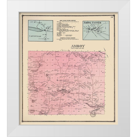 Amboy New York Landowner - Stone 1867 White Modern Wood Framed Art Print by Stone