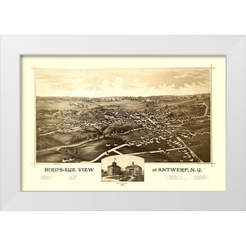 Antwerp New York - Burleigh 1888  White Modern Wood Framed Art Print by Burleigh