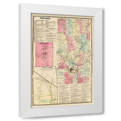 Arcadia New York Landowner - Beers 1874 White Modern Wood Framed Art Print by Beers