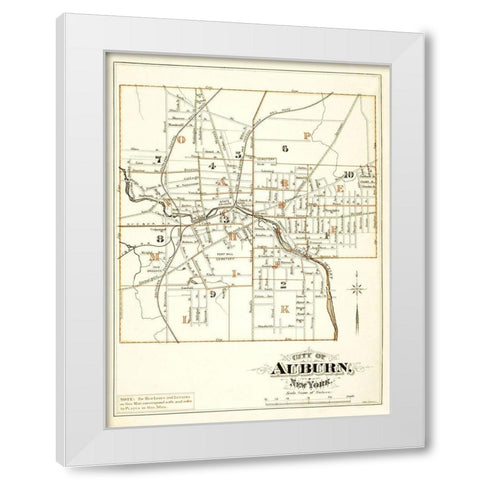 Auburn New York - Mac Cormac 1875 White Modern Wood Framed Art Print by Mac Cormac