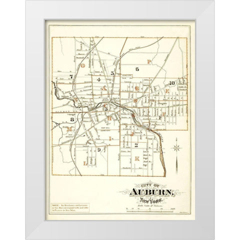 Auburn New York - Mac Cormac 1875 White Modern Wood Framed Art Print by Mac Cormac