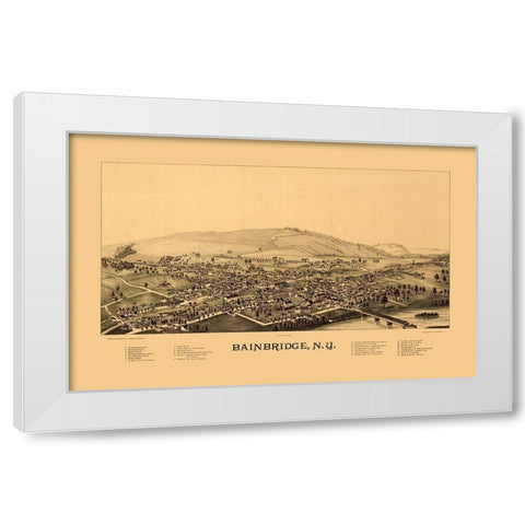 Bainbridge New York - Burleigh 1889  White Modern Wood Framed Art Print by Burleigh
