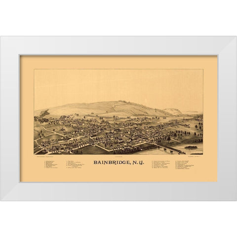 Bainbridge New York - Burleigh 1889  White Modern Wood Framed Art Print by Burleigh
