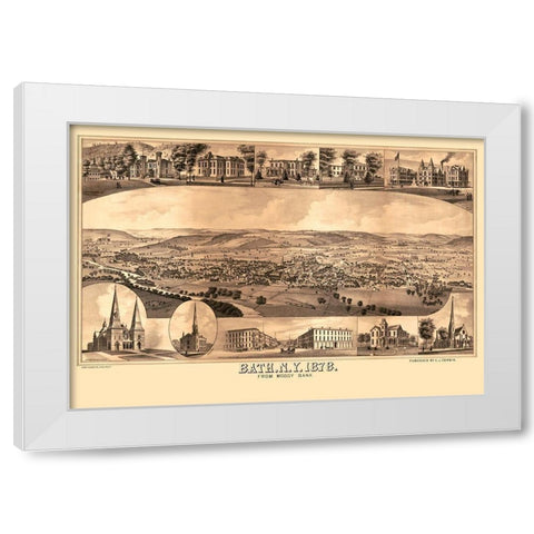 Bath New York - Corbin 1878  White Modern Wood Framed Art Print by Corbin