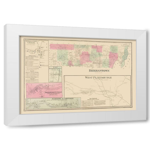 Beekmantown New York Landowner - Beers 1869 White Modern Wood Framed Art Print by Beers