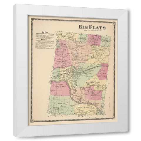Big Flats New York Landowner - Beers 1869 White Modern Wood Framed Art Print by Beers