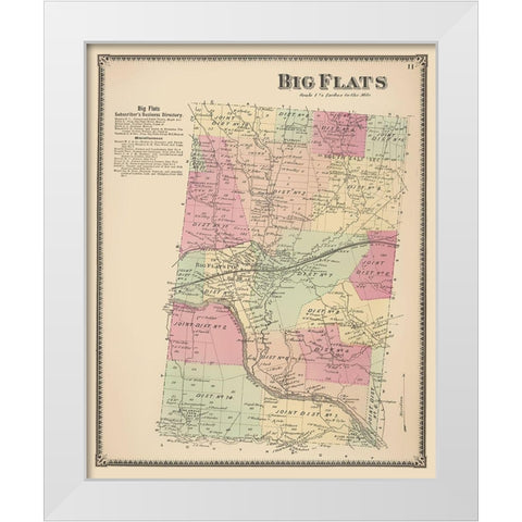 Big Flats New York Landowner - Beers 1869 White Modern Wood Framed Art Print by Beers