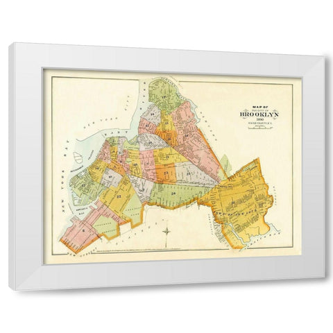 Brooklyn, Unionville New York - Robinson 1890 White Modern Wood Framed Art Print by Robinson