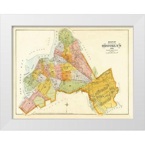 Brooklyn, Unionville New York - Robinson 1890 White Modern Wood Framed Art Print by Robinson