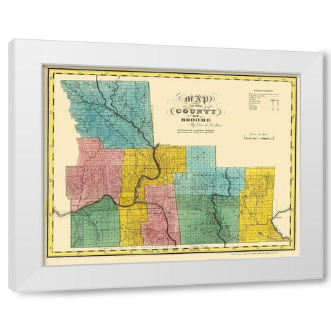 Broome New York Landowner - Burr 1829 White Modern Wood Framed Art Print by Burr