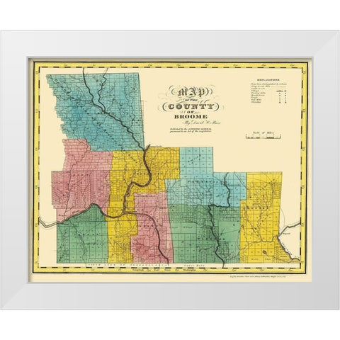 Broome New York Landowner - Burr 1829 White Modern Wood Framed Art Print by Burr