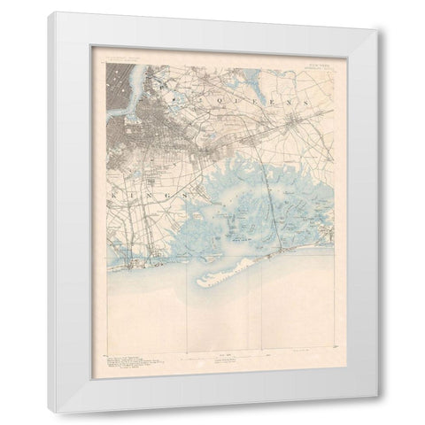 Brooklyn New York Quad - USGS 1891 White Modern Wood Framed Art Print by USGS