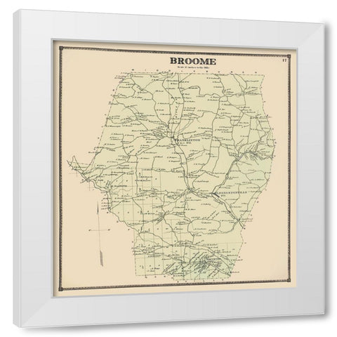 Broome New York Landowner - Beers 1866 White Modern Wood Framed Art Print by Beers