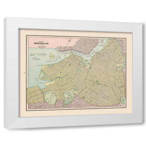Brooklyn  New York - Cram 1892 White Modern Wood Framed Art Print by Cram
