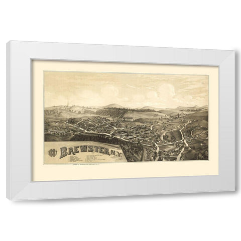 Brewster New York - Burleigh 1887  White Modern Wood Framed Art Print by Burleigh