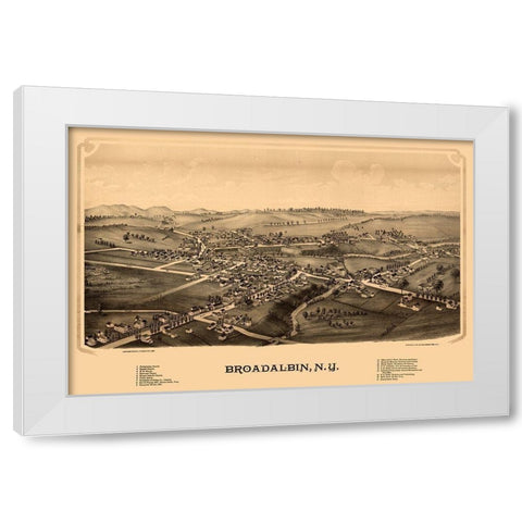 Broadalbin New York - Burleigh 1880  White Modern Wood Framed Art Print by Burleigh