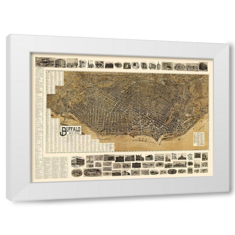 Buffalo New York - Landis 1902 White Modern Wood Framed Art Print by Landis