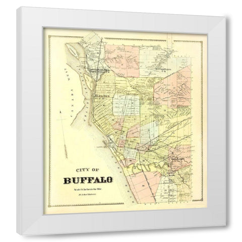 Buffalo New York Landowner - Stone 1866 White Modern Wood Framed Art Print by Stone