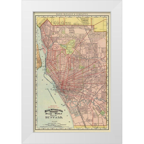 Buffalo New York - Rand McNally 1892 White Modern Wood Framed Art Print by Rand McNally