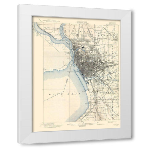 Buffalo New York Quad - USGS 1901 White Modern Wood Framed Art Print by USGS