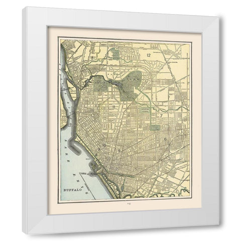 Buffalo  New York - Cram 1892 White Modern Wood Framed Art Print by Cram