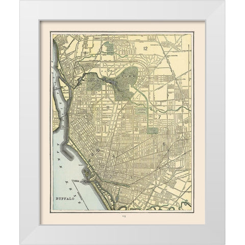 Buffalo  New York - Cram 1892 White Modern Wood Framed Art Print by Cram