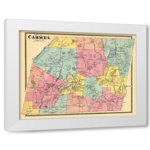 Carmel New York Landowner - Beers 1868 White Modern Wood Framed Art Print by Beers