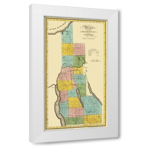 Cayuga New York Landowner - Burr 1829 White Modern Wood Framed Art Print by Burr