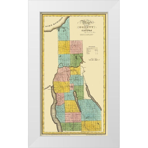 Cayuga New York Landowner - Burr 1829 White Modern Wood Framed Art Print by Burr