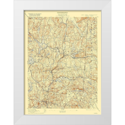 Carmel New York Sheet - USGS 1894 White Modern Wood Framed Art Print by USGS