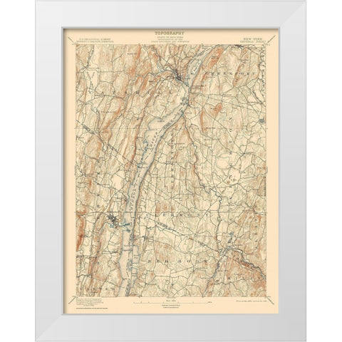 Catskill New York Sheet - USGS 1895 White Modern Wood Framed Art Print by USGS