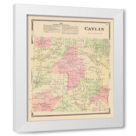 Catlin New York Landowner - Beers 1869 White Modern Wood Framed Art Print by Beers
