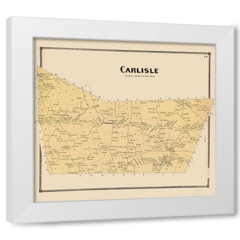 Carlisle New York Landowner - Beers 1866 White Modern Wood Framed Art Print by Beers