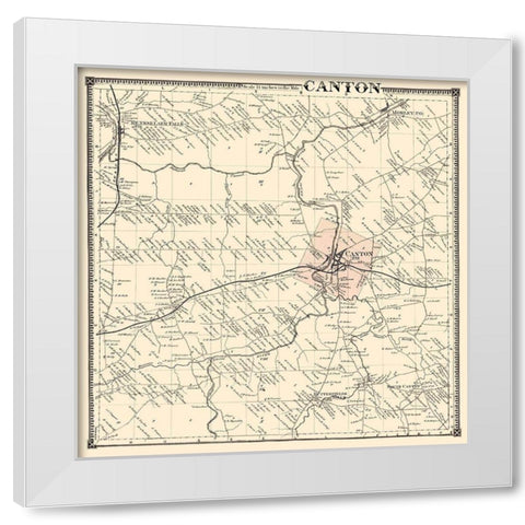 Canton New York Landowner - Stone 1865 White Modern Wood Framed Art Print by Stone