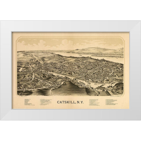 Catskill New York - Burleigh 1889  White Modern Wood Framed Art Print by Burleigh